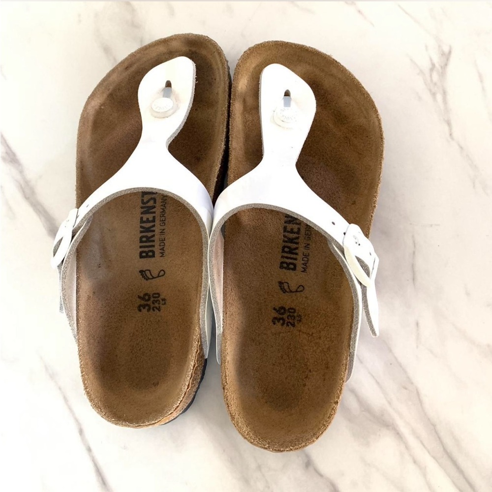 Birkenstock Gizeh Natural Leather Patent White